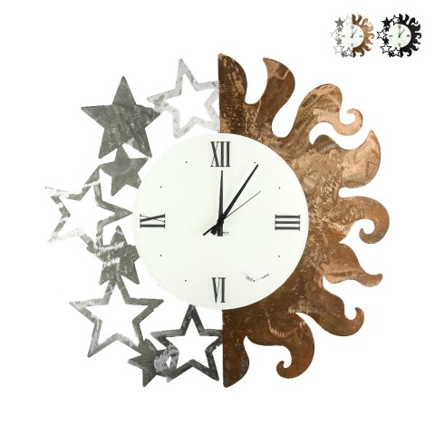 Horloge murale ronde en métal fabriquée à la main Sole e Stelle Ceart