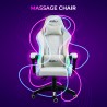 Chaise de jeu blanc fauteuil de massage ergonomique inclinable à LED Pixy Plus Remises