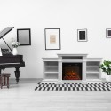 Cheminée électrique en bois blanc L179 x P48 x H85 Biden Offre