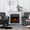 Cheminée électrique sur pied avec cadre en bois blanc Adams Promotion