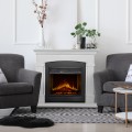 Cheminée électrique sur pied avec cadre en bois blanc Adams Promotion