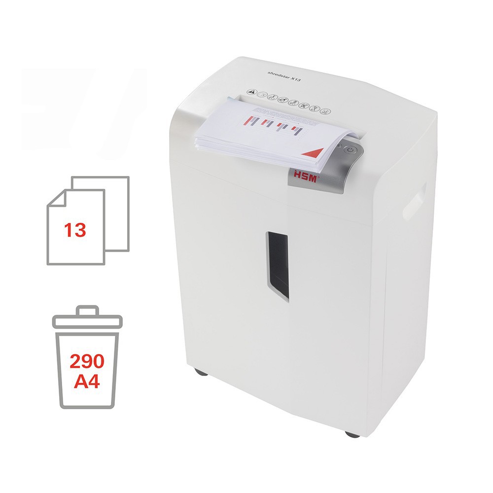 Destructeur de documents de bureau coupe CD 13 feuilles 4 x 37mm X13 Shredstar HSM