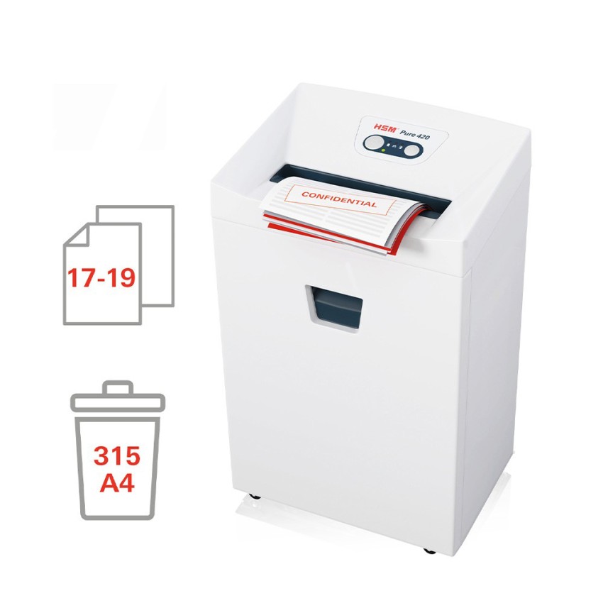 Destructeur de documents professionnel 3,9 mm CD/DVD pour bureau Pure 420 HSM Promotion Destructeur de documents professionnel 3,9 mm CD/DVD pour bureau Pure 420 HSM Promotion