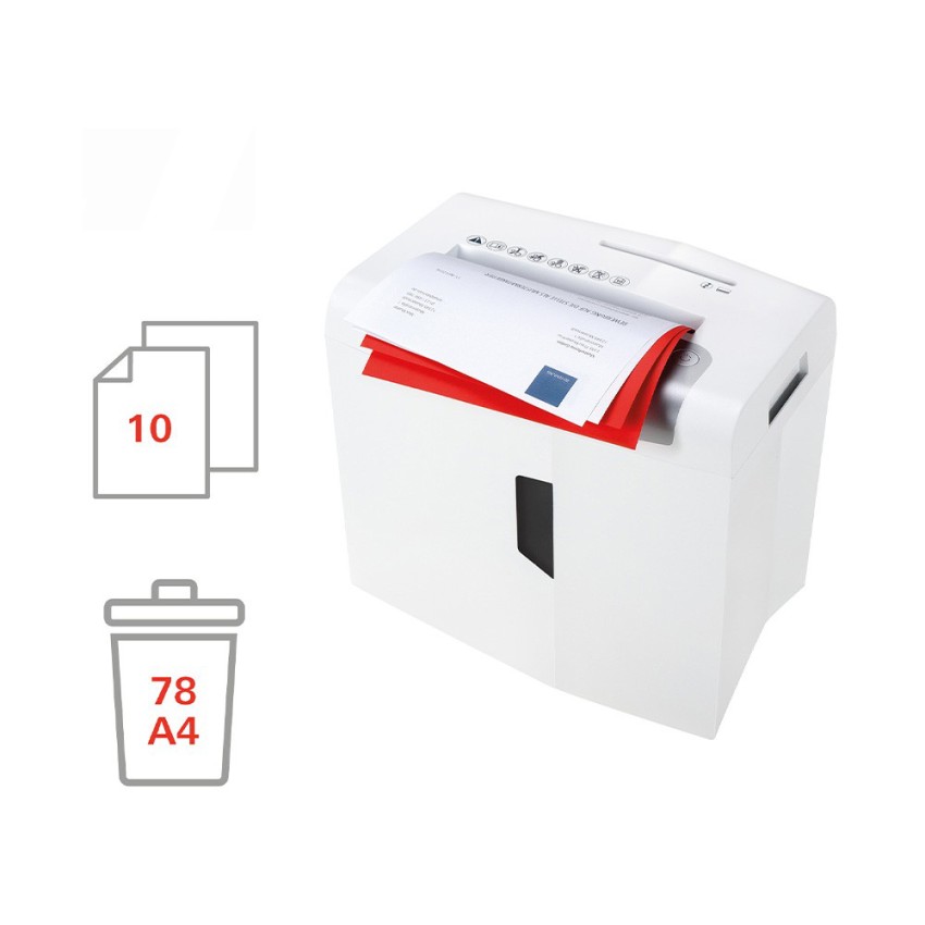 Déchiqueteuse de bureau 10 feuilles, 6 mm, CD, modèle S10 Shredstar HSM Promotion Déchiqueteuse de bureau 10 feuilles, 6 mm, CD, modèle S10 Shredstar HSM Promotion
