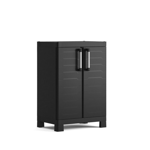Armoire noire polyvalente garage 2 étagères ajustables Detroit Basso Keter Promotion