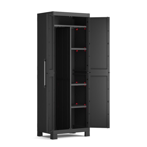 Armoire à balais noire 3 étagères réglables polyvalente Detroit Keter Promotion