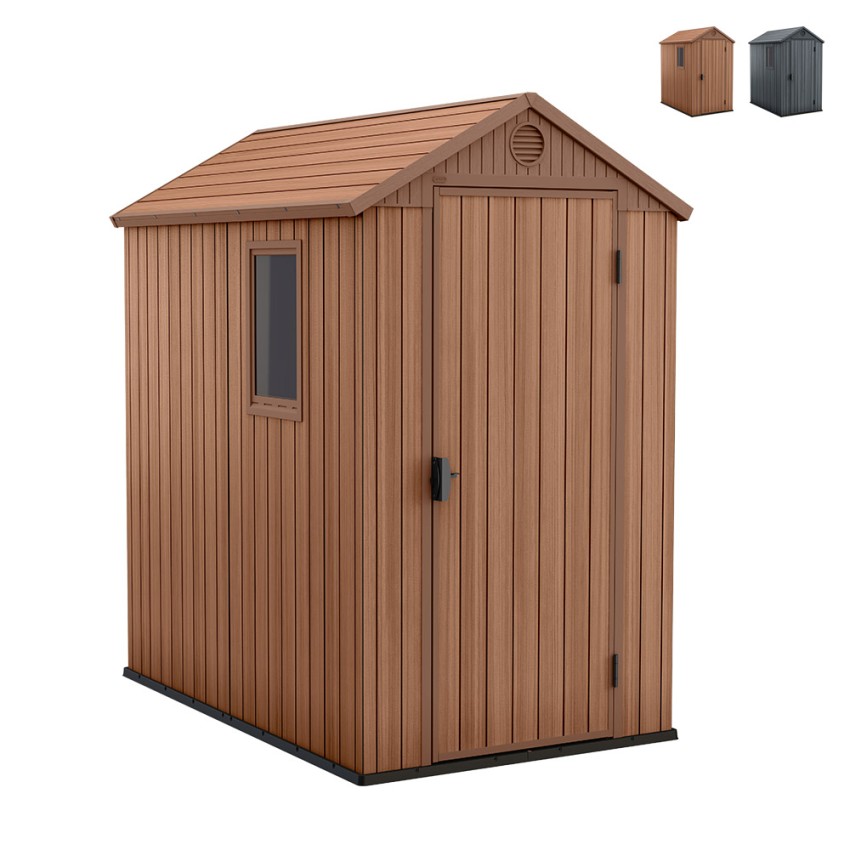Abri de jardin effet bois naturel en résine PVC 125x184x205cm Darwin 4x6 Keter Promotion