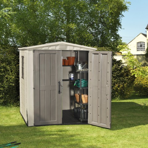 Abri de jardin en résine avec étagères 178x195,5x208cm Factor 6x6 Keter K209872 Promotion