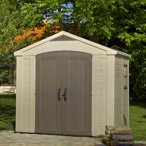 Abri de jardin extérieur avec étagères 256,5x182x243cm Factor 8x6 Keter K209871 Promotion