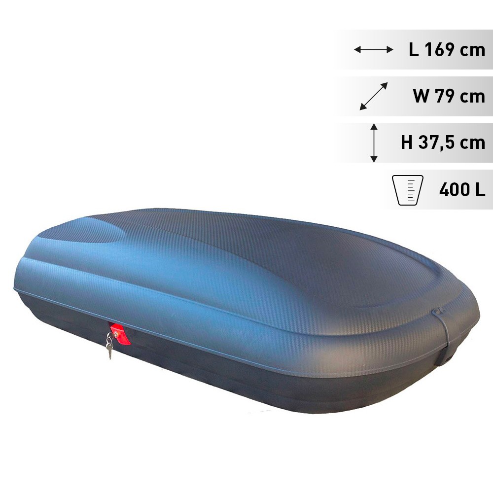 Coffre de toit rigide universel pour barres de toit Carbon Look 400