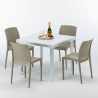 Table Carrée Blanche 90x90cm Avec 4 Chaises Colorées Grand Soleil Set Extérieur Bar Café Boheme Love Catalogue
