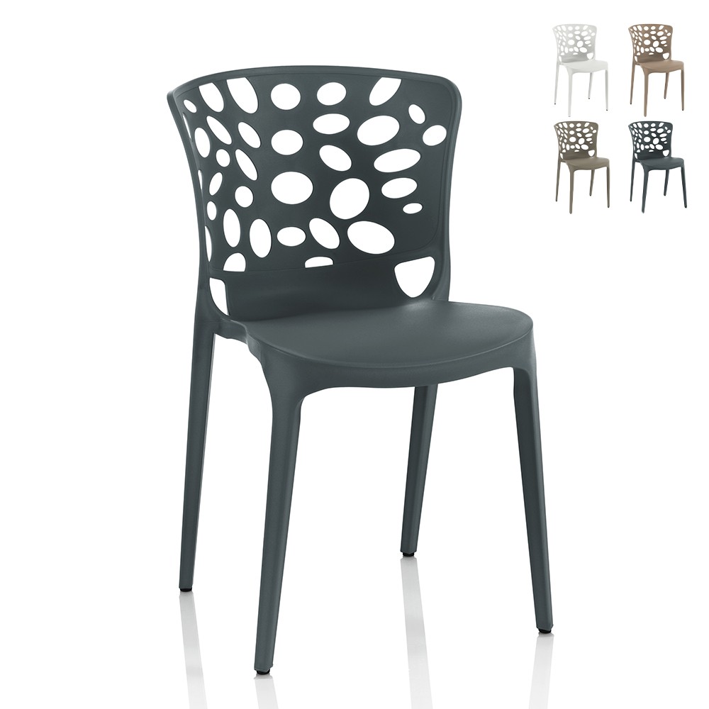 Chaise empilable moderne d'intérieur et d'extérieur pour cuisine salle à manger restaurant Amber
