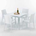 Table Carrée Blanche 90x90cm Avec 4 Chaises Colorées Grand Soleil Set Extérieur Bar Café ARM Bistrot Love Catalogue