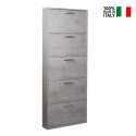 Meuble à chaussures haut d'entrée 5 portes pour 15 paires de chaussures gris KimShoe 5SG Vente