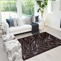 Tapis rectangulaire marron à motif zébré pour salon Double MAR007 Promotion
