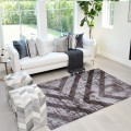 Tapis design style géométrique rectangulaire blanc marron Double MAR010 Promotion