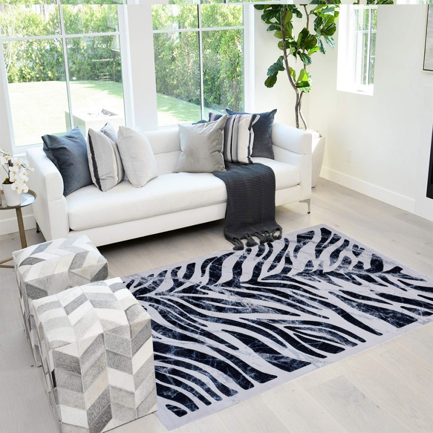 Tapis rectangulaire zébré gris bleu moderne Double BLU003 Promotion Tapis rectangulaire zébré gris bleu moderne Double BLU003 Promotion