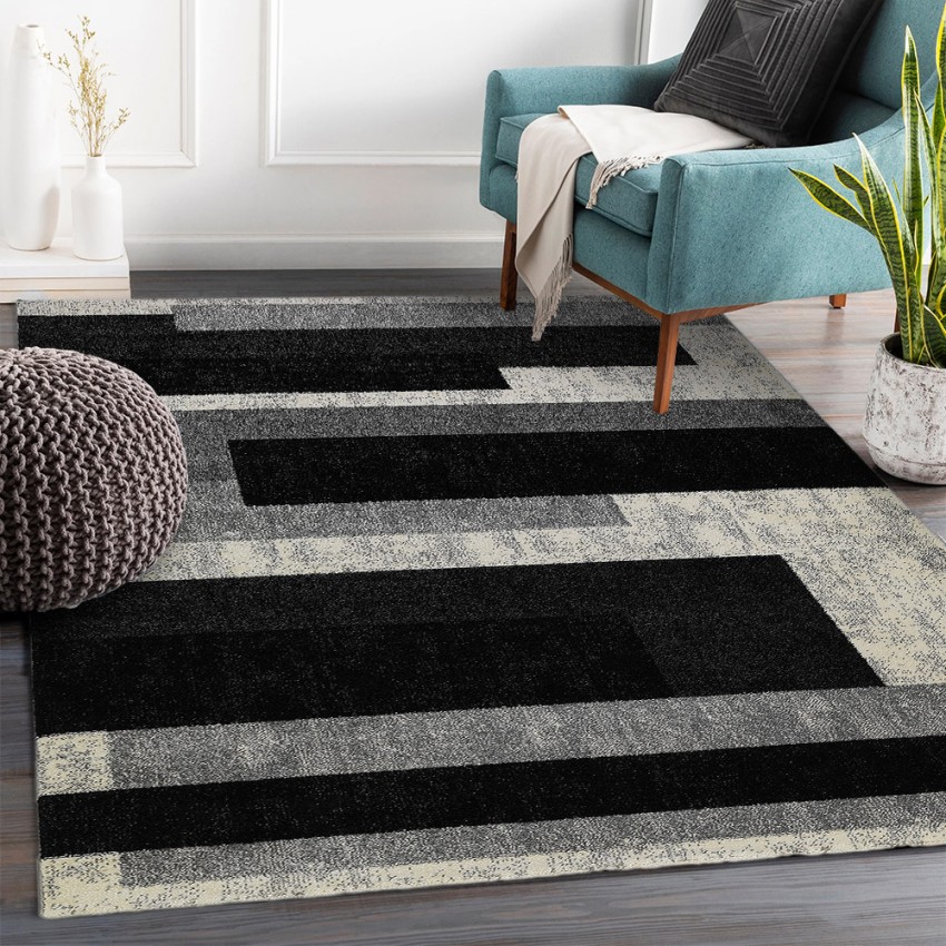 Tapis moderne design géométrique à poil court gris blanc noir GRI224 Promotion Tapis moderne design géométrique à poil court gris blanc noir GRI224 Promotion