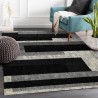 Tapis moderne design géométrique à poil court gris blanc noir GRI224 Promotion