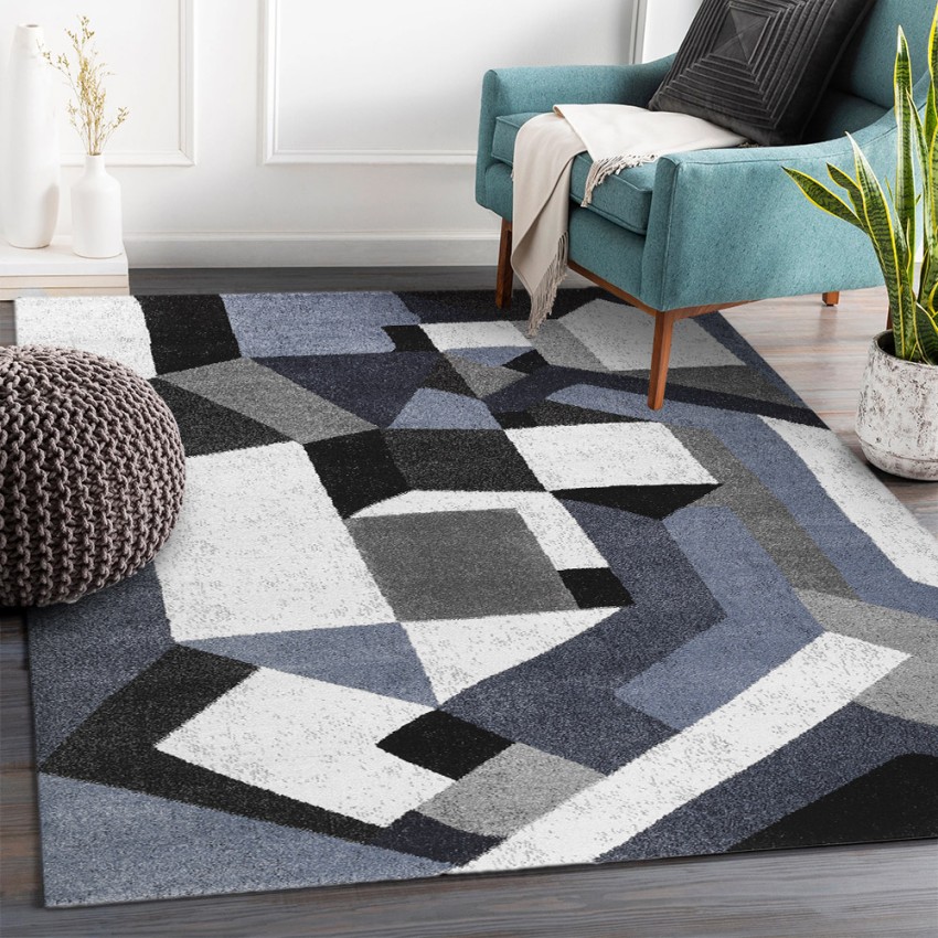 Tapis rectangulaire style géométrique salon design moderne BLU019 Promotion Tapis rectangulaire style géométrique salon design moderne BLU019 Promotion