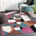 Tapis géométrique multicolore rectangulaire salon moderne MUL435 Promotion