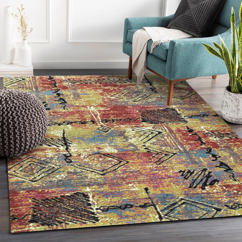 Tapis rectangulaire salon cuisine art moderne multicolore MUL437 Promotion Tapis rectangulaire salon cuisine art moderne multicolore MUL437 Promotion
