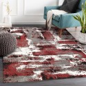 Tapis design moderne rectangulaire multicolore rouge gris blanc MUL439 Promotion