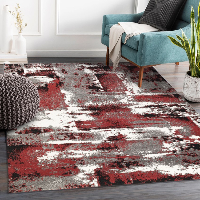 Tapis design moderne rectangulaire multicolore rouge gris blanc MUL439 Promotion Tapis design moderne rectangulaire multicolore rouge gris blanc MUL439 Promotion