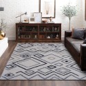 Tapis rectangulaire shaggy poils longs moderne antiallergique BIA003 Promotion