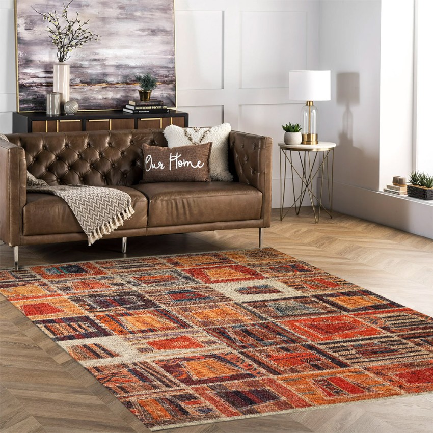 Tapis rectangulaire style patchwork ethnique multicolore PATC01 Promotion
