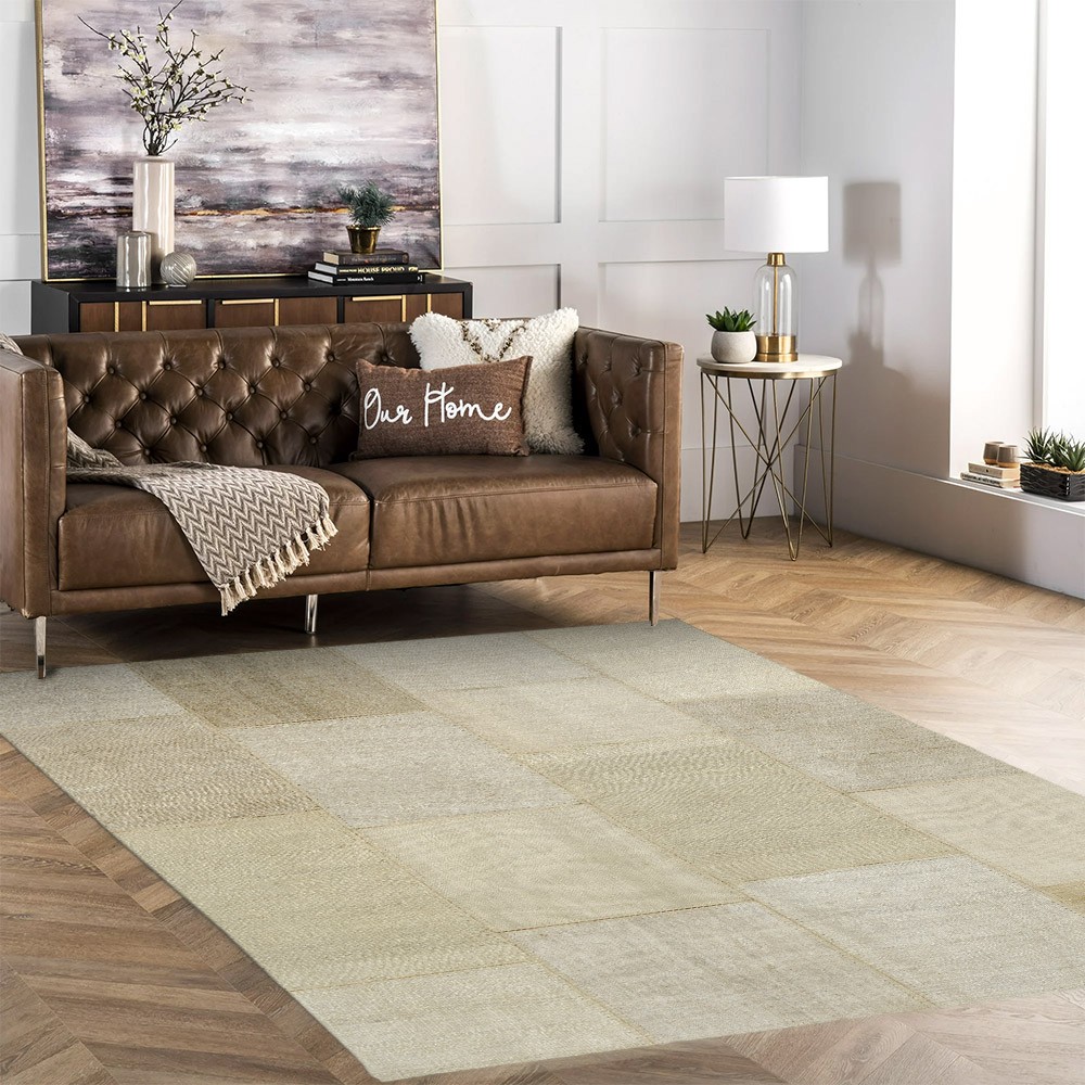 Tapis beige moderne rectangulaire salon salle à manger TUBE01
