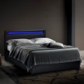 Lit double  à LED avec coffre et sommier à lattes 160x190 Geneva King Promotion