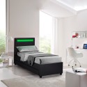 Lit 1 place à LED avec tiroirs de rangement 80x190 Geneva Twin Promotion