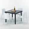 Table Carrée Noire 90x90cm Avec 4 Chaises Colorées Grand Soleil Set Extérieur Bar Café Rome Passion Prix