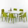 Table Rectangulaire Blanche 150x90cm Avec 6 Chaises Colorées Grand Soleil Set Extérieur Bar Café Rome Summerlife Prix