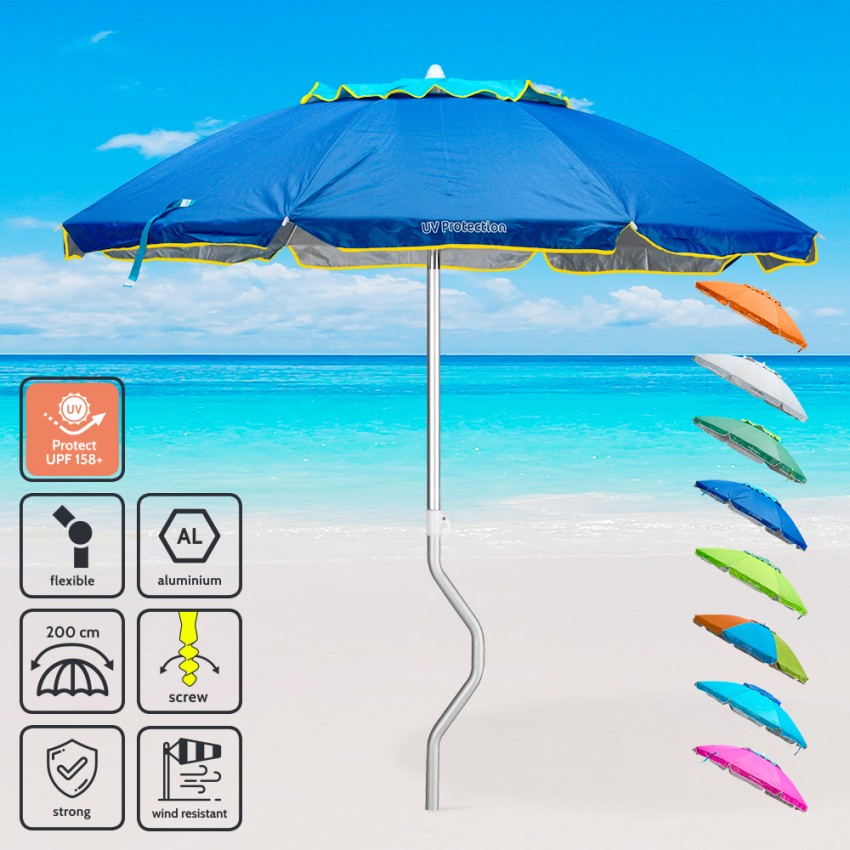 Parasol de plage aluminium leger visser protection uv GiraFacile 200 cm Afrodite Caractéristiques Parasol de plage aluminium leger visser protection uv GiraFacile 200 cm Afrodite Caractéristiques