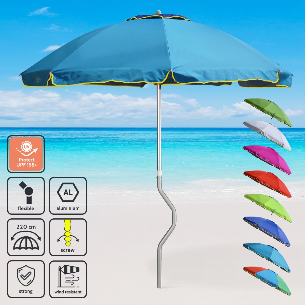 Parasol de plage aluminium léger visser protection uv GiraFacile 220 cm Eolo