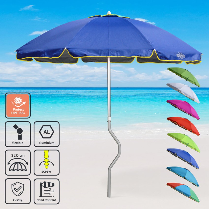 Parasol de plage aluminium léger visser protection uv GiraFacile 220 cm Eolo Réductions Parasol de plage aluminium léger visser protection uv GiraFacile 220 cm Eolo Réductions