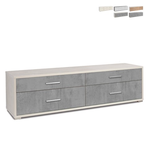 Meuble TV mobile avec commode 4 tiroirs design moderne Mila Promotion