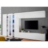 Mur de salon équipé meuble TV blanc brillant 2 colonnes vitrine Joy Wide Réductions