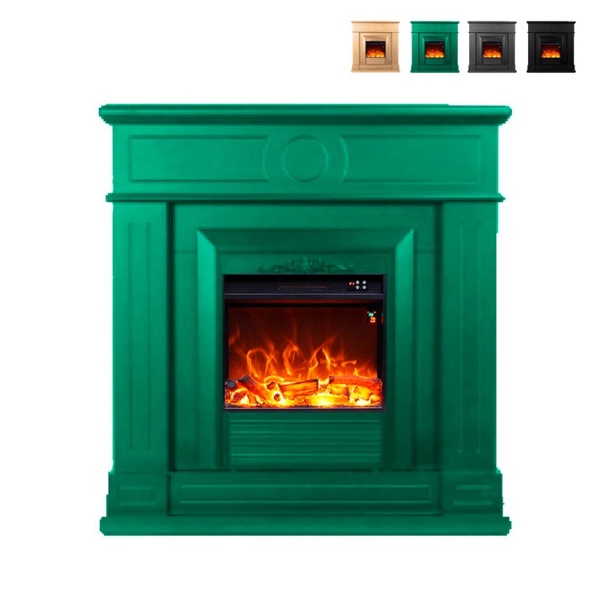 Cheminée électrique avec cadre en bois poêle basse consommation 1500W Lipari Remises