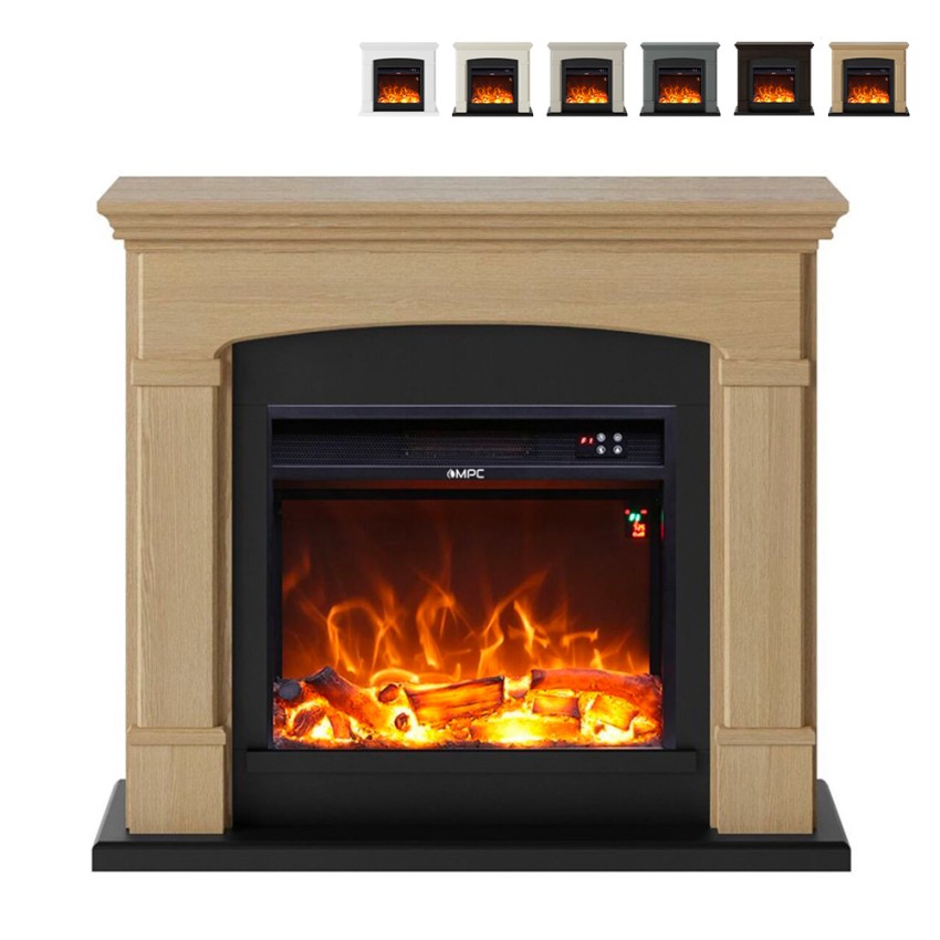Cheminée poêle électrique LED sur pied avec cadre en bois Siena Promotion Cheminée poêle électrique LED sur pied avec cadre en bois Siena Promotion