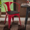 chaises design industriel en bois et métal de style cuisines de bar steel wood arm 
