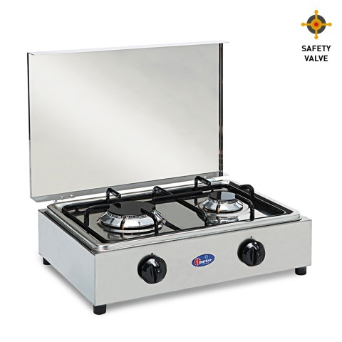 Réchaud à gaz en acier inoxydable 2 foyers GPL méthane 200ACCGPS CF Parker Promotion