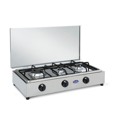 Réchaud à gaz 3 feux de camping en acier inoxydable 300ACCGP CF Parker Promotion