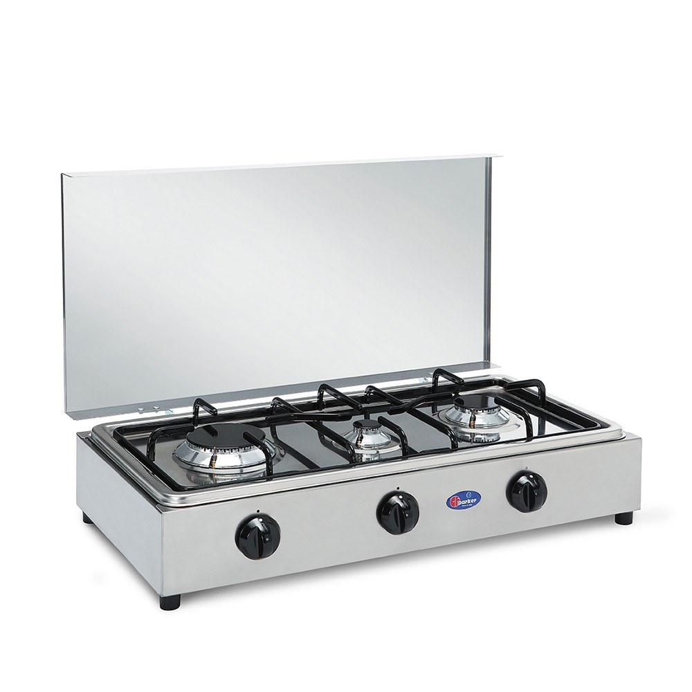 Réchaud à gaz 3 feux de camping en acier inoxydable 300ACCGP CF Parker