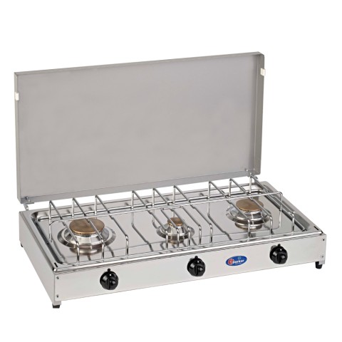 Réchaud à gaz portable camping 3 brûleurs avec couvercle 5523G CF Parker Promotion