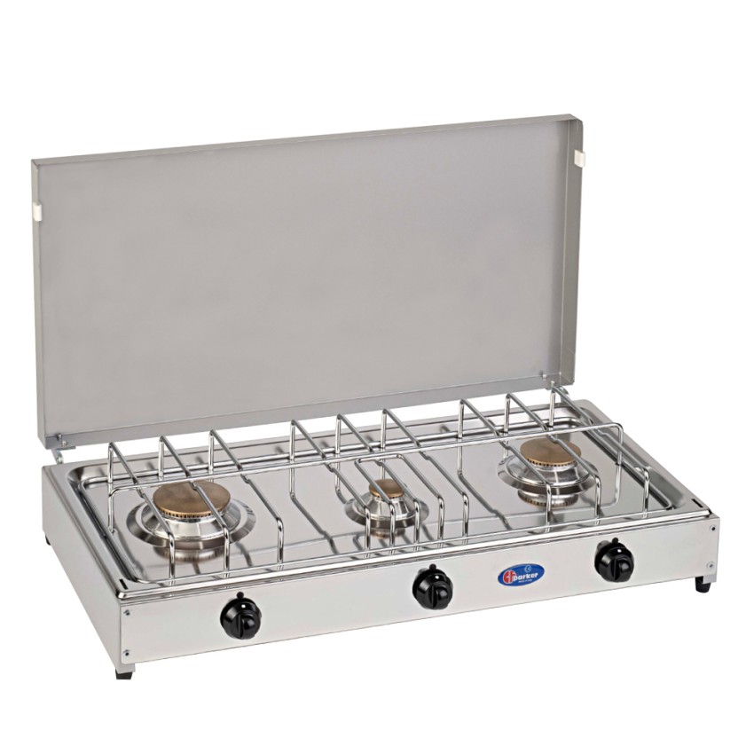 Réchaud à gaz portable camping 3 brûleurs avec couvercle 5523G CF Parker Promotion Réchaud à gaz portable camping 3 brûleurs avec couvercle 5523G CF Parker Promotion