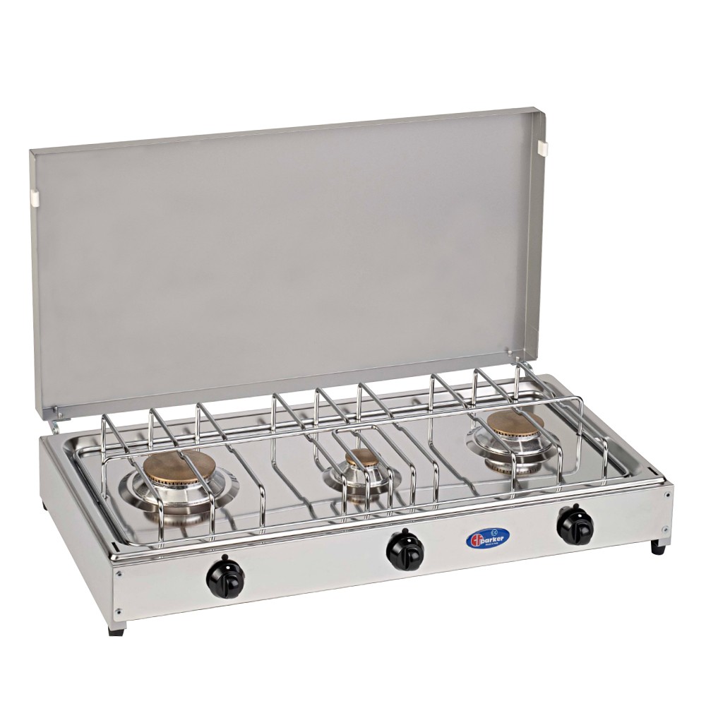 Réchaud à gaz portable camping 3 brûleurs avec couvercle 5523G CF Parker