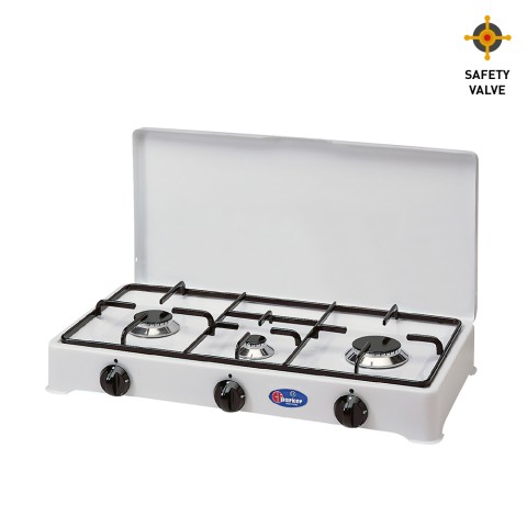 Cuisinière à gaz 3 feux usage domestique méthane GPL 5328BGPS CF Parker Promotion